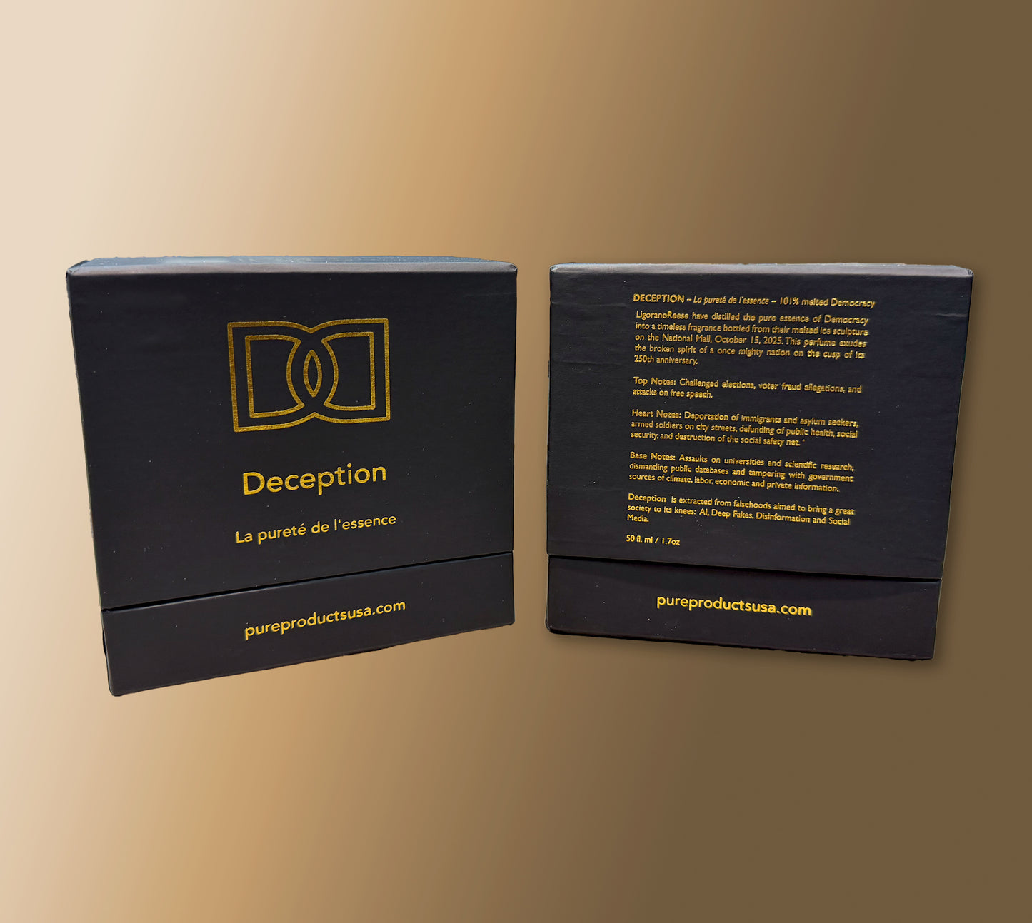 Deception - fragrance distilled from melted Democracy - Pre-publication sale