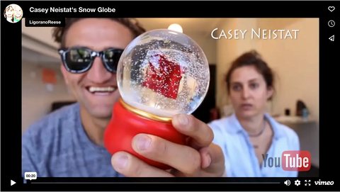 Casey Neistat gives a FUCK snow globe a shake